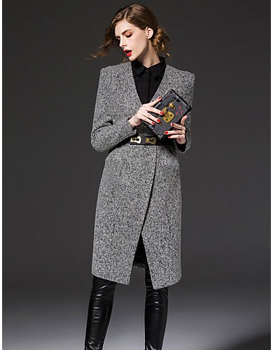  Women's Work Sophisticated Sweetheart Long Sleeve Winter Gray Wool / Polyester Medium