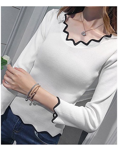 Women's Casual SpringFall WinterT-shirt,Solid Asymmetrical Long Sleeve Blue / Pink / White / Black Shirt