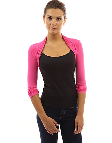 Women's Going out / Casual/Daily Sexy / Simple Spring / Fall T-shirtColor Block Round Neck Long Sleeve